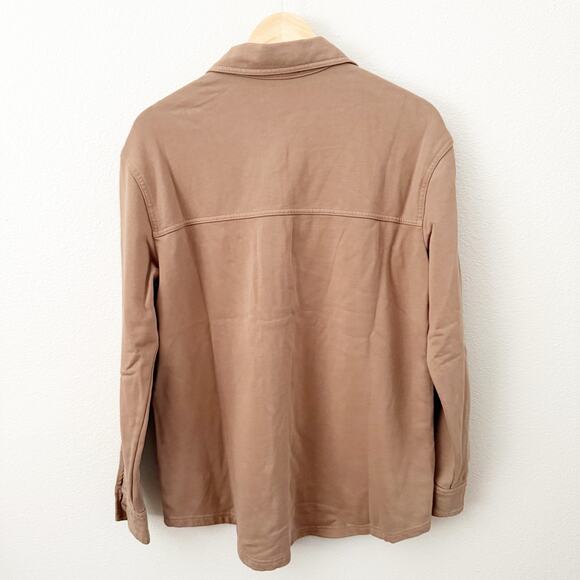 GOOD AMERICAN | Essential Fleece Shacket Jacket Brown Putty Oversized | XS-Small - Picture 3 of 7